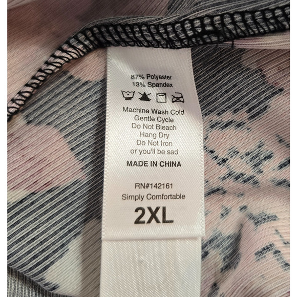 LuLaRoe Dress Women's 2X Black Pink Floral Button Down Cap Sleeves Collar EUC - Picture 4 of 16